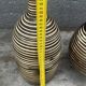Two Vintage Ethnic Ceramic Vases in Cream and Brown Striped