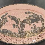 Large enamelled earthenware dish signed Tony Jaillet from the 1950s-60s.