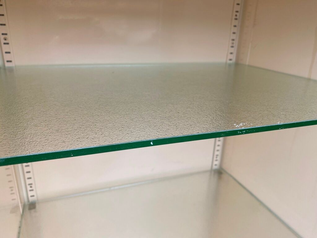 Medical cabinet showcase metal and vintage industrial glass 1950