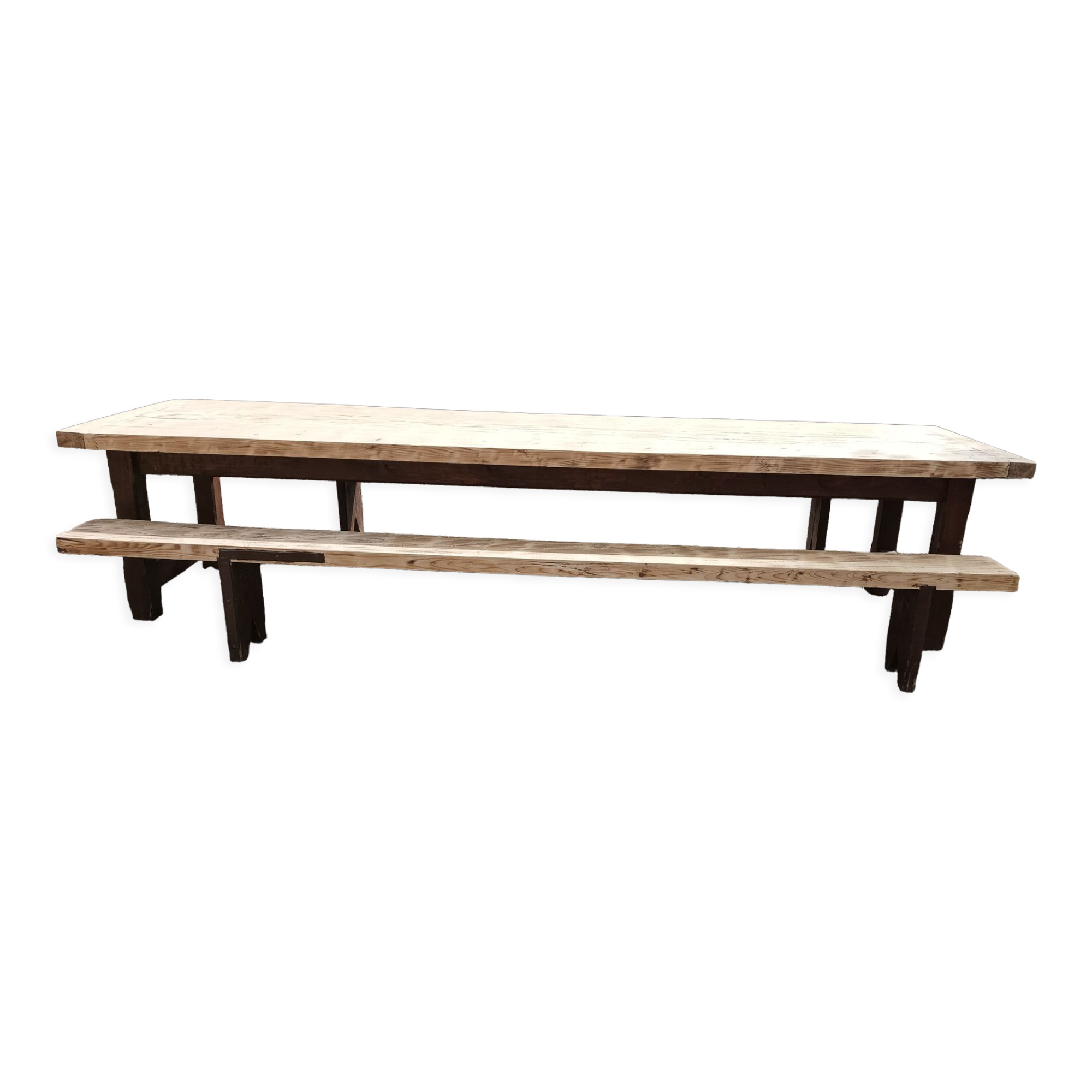 Fir farmhouse table with bench 3m42