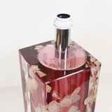 Large Italian lucite table lamp with flowers by Romeo Rega