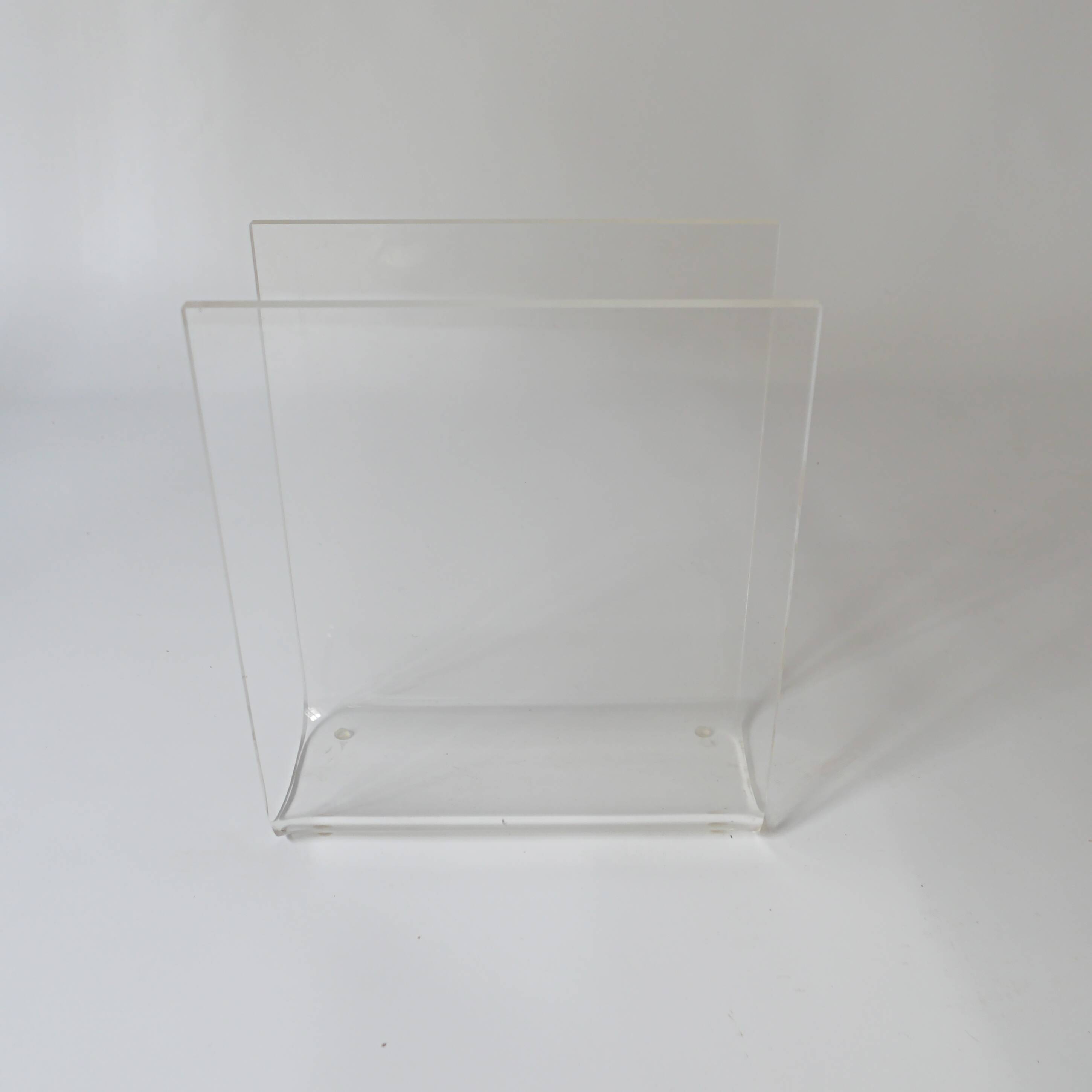 Magazine rack in plastic glass, vintage 1970s design by David Lang.