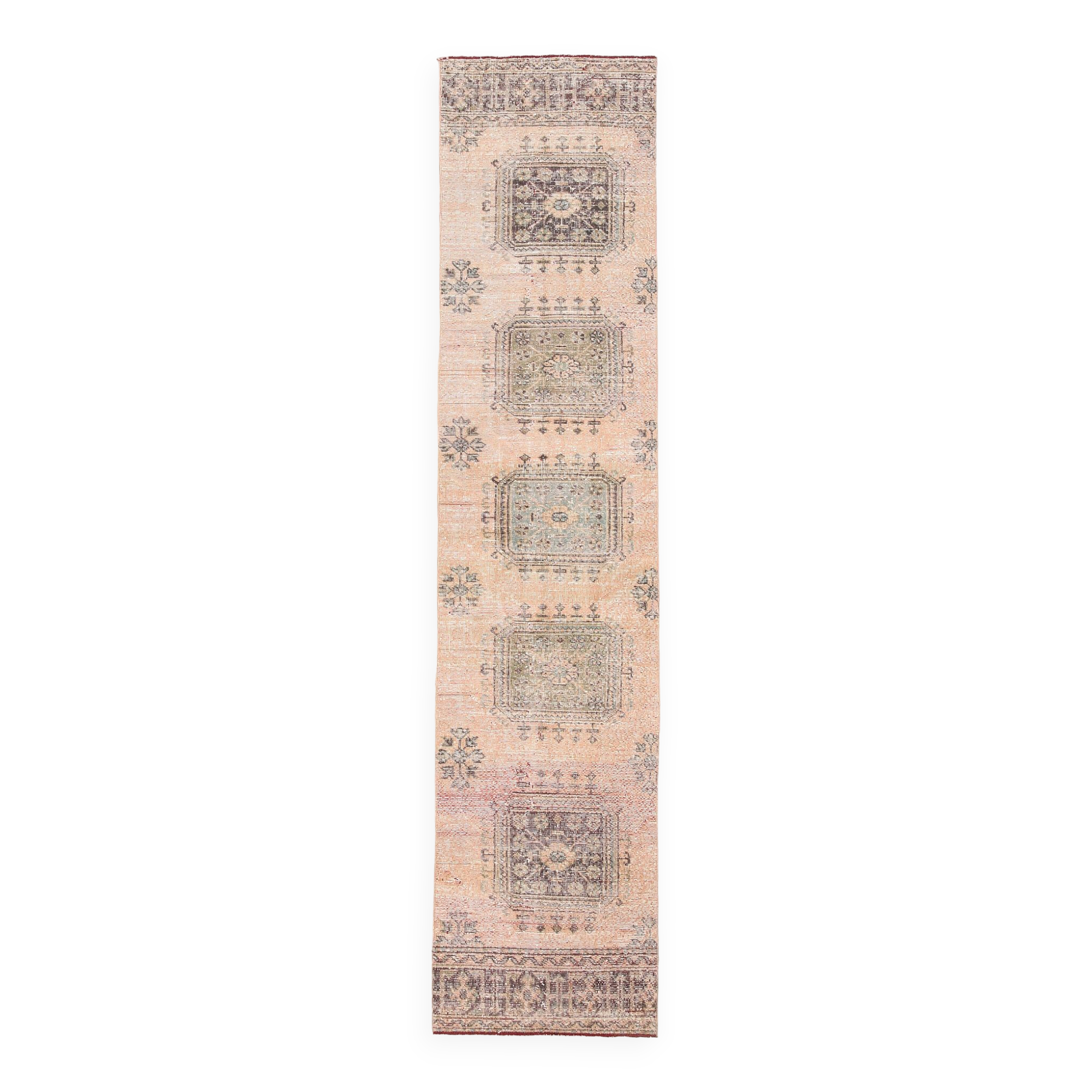 3X12 Soft Wool Orange Turkish Vintage Runner Rug
