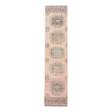 3X12 Soft Wool Orange Turkish Vintage Runner Rug
