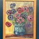 Original Swedish Oil on Panel “Flowers in Vase” Vintage & Framed 29 × 37cm