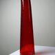 Red blown glass bubble tube vase in Murano style, vintage 80s-90s.