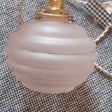 Vintage ceiling lamp or stroller with pink glass globe