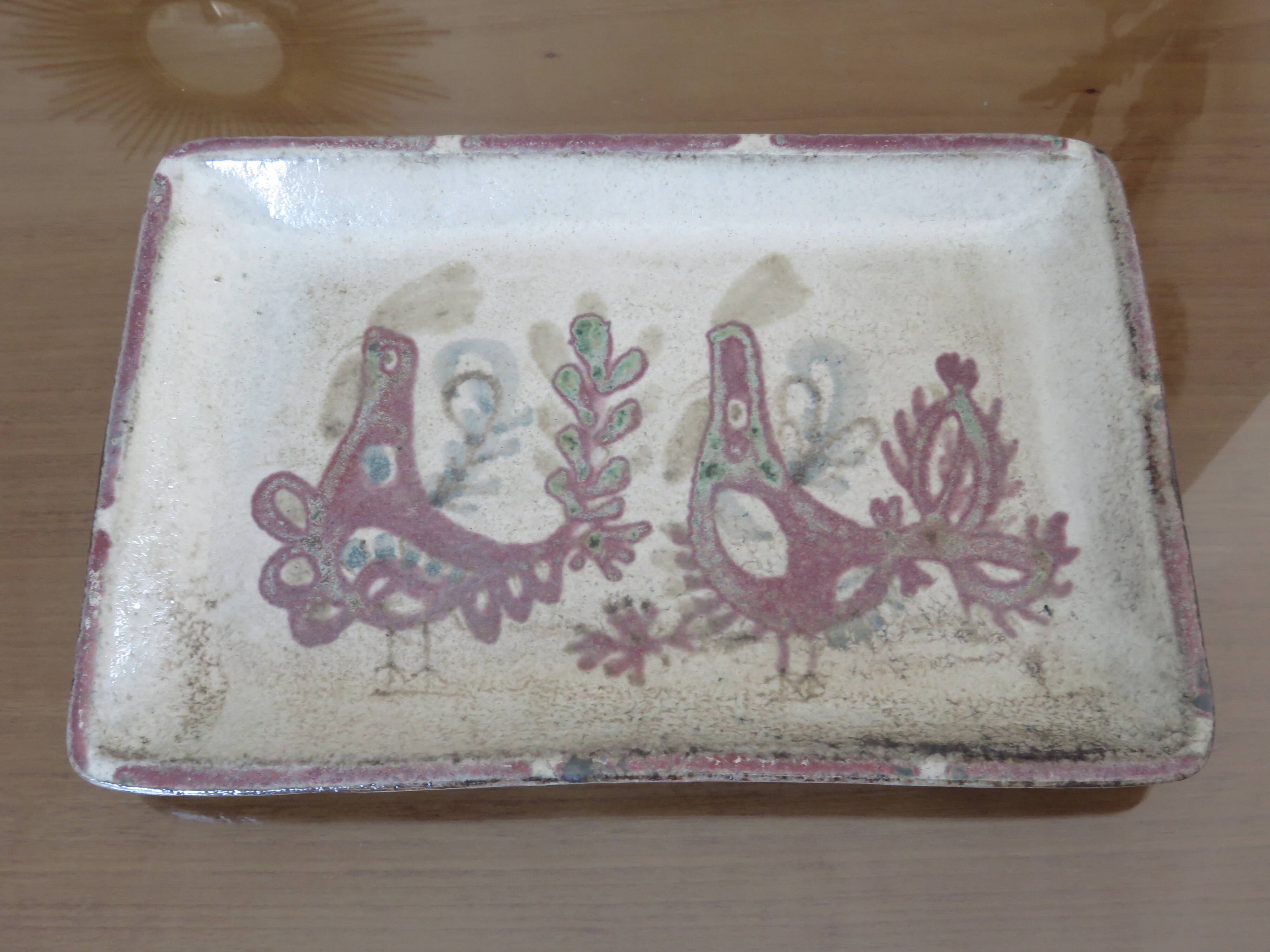 Ceramic dish by Gustave Reynaud 41cm Vallauris 1960 signed