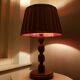 Vintage wooden table lamp with pleated fabric lampshade 1970