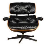 Eames lounge chair in black leather, around 1980