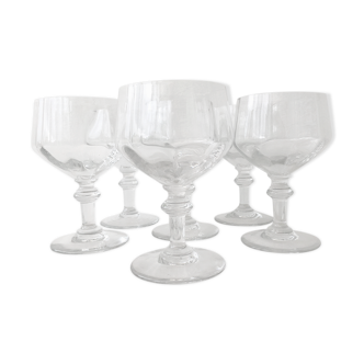Set of 6 crystal glasses for wine or champagne