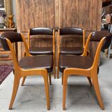 Set of 4 Scandinavian elm gondola chairs