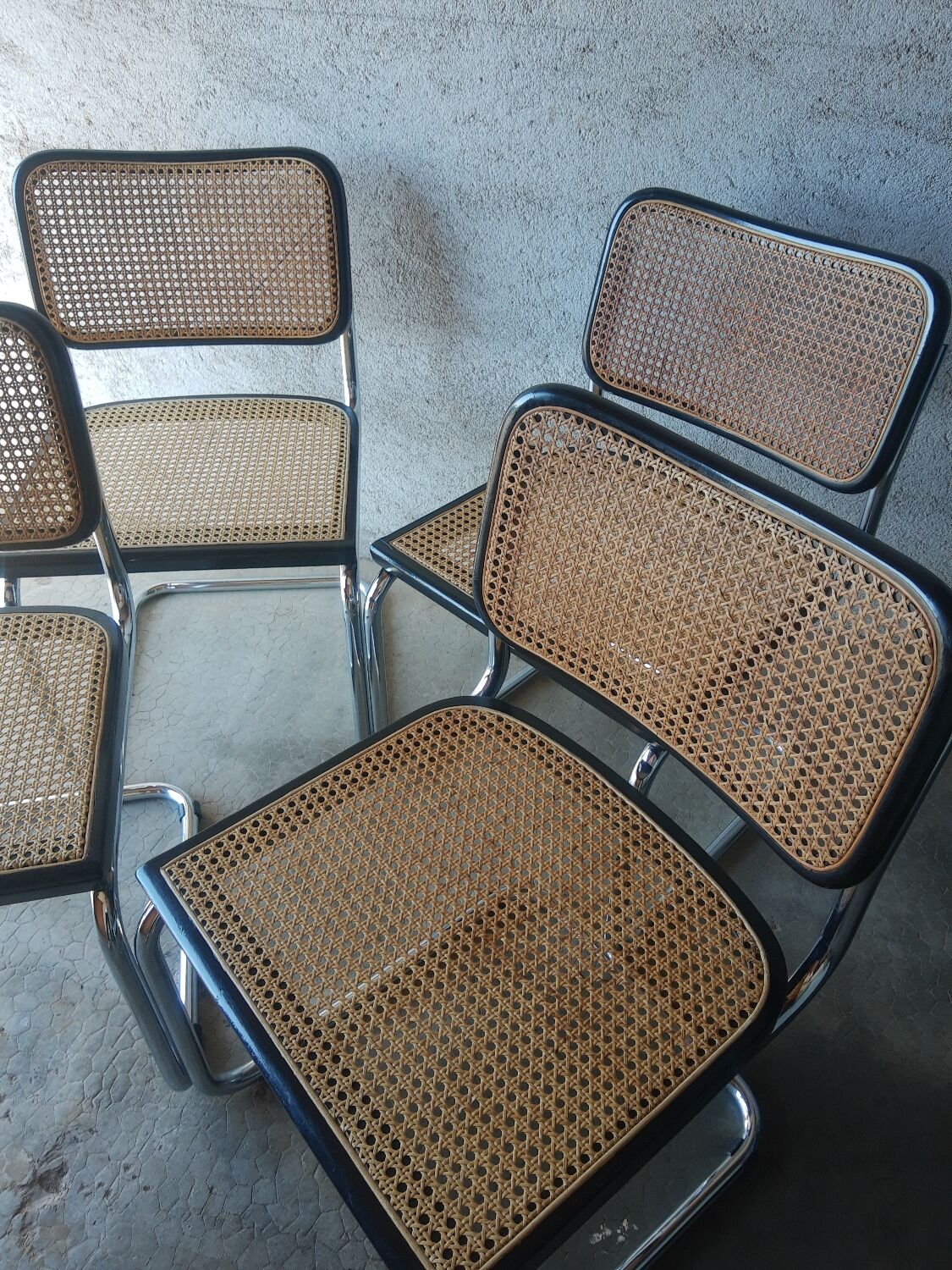 Set of 4 vintage Cesca B32 Marcel Breuer chairs