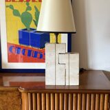 Mid-century modern travertine table lamp, Nucleo Sormani Italy 1960s