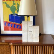 Mid-century modern travertine table lamp, Nucleo Sormani Italy 1960s