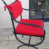 Glass and metal table with 8 chairs