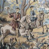 Tapisserie scène de chasse goût XVIIIème passementerie XXème
