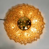 Gorgeous large 1970s Palwa brass ceiling or wall lamp with faceted crystal