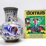 Postmodern Colorful Chinese Jingfa Cloisonné Vase with Brass Base