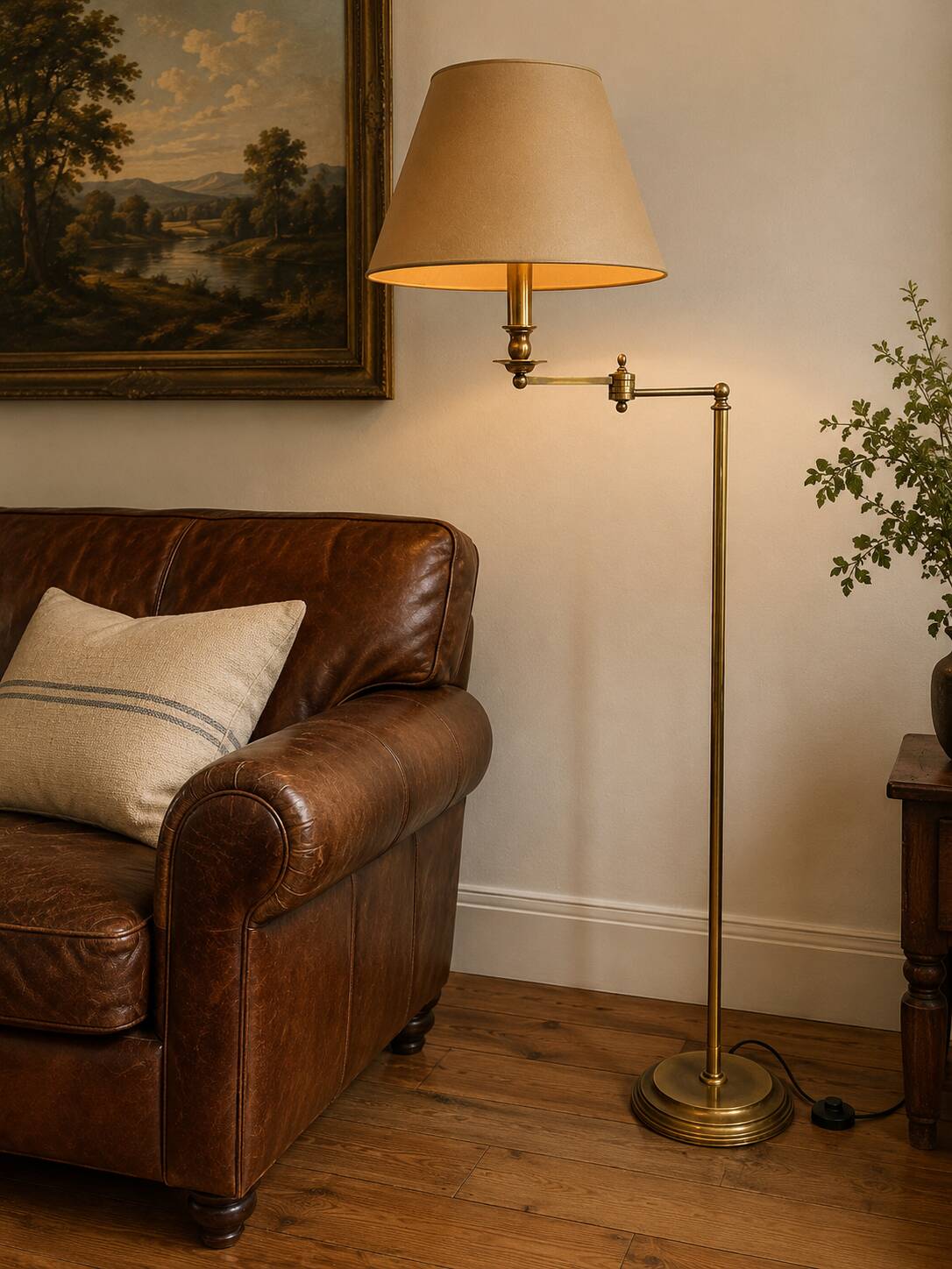 Reading lamp, floor lamp, adjustable arm lamp.
