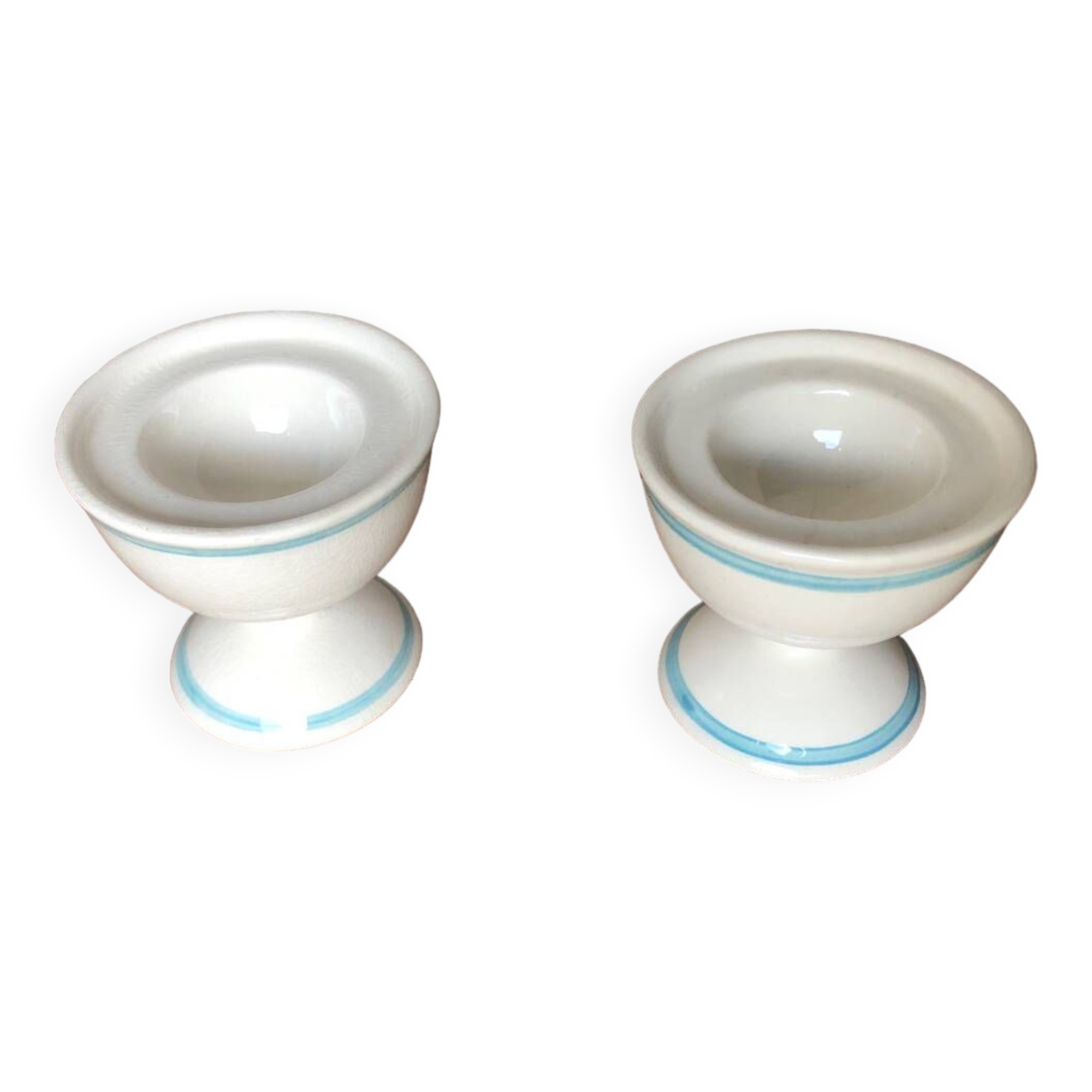 Pair old egg cup carlton ware 1976 ceramic white & blue vintage