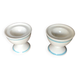 Pair old egg cup carlton ware 1976 ceramic white & blue vintage