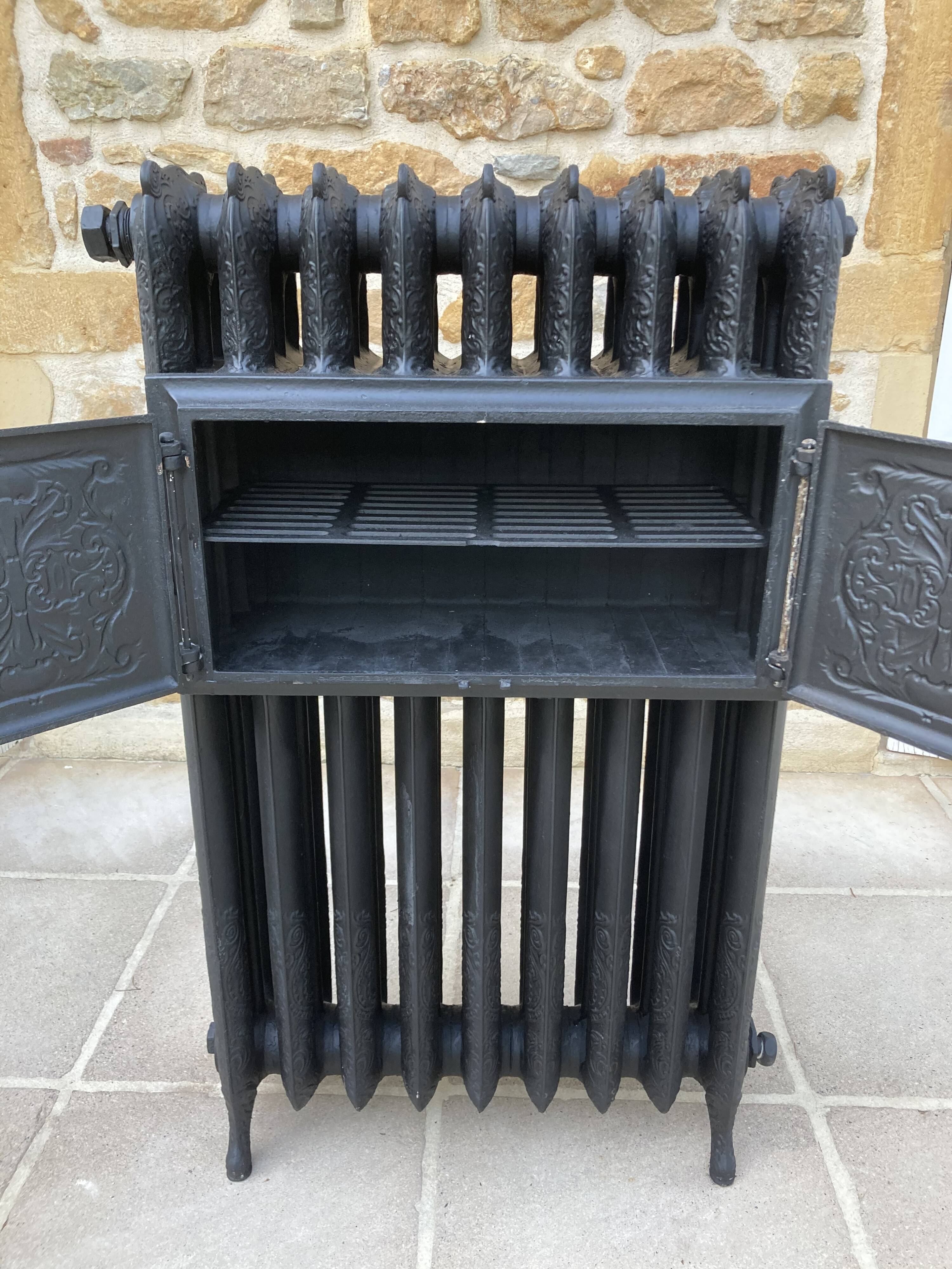 CAST IRON RADIATOR FLAT HEATER 9 elements 3 columns rococo floral patterns