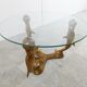 Table basse dauphin vintage en laiton, années 1970