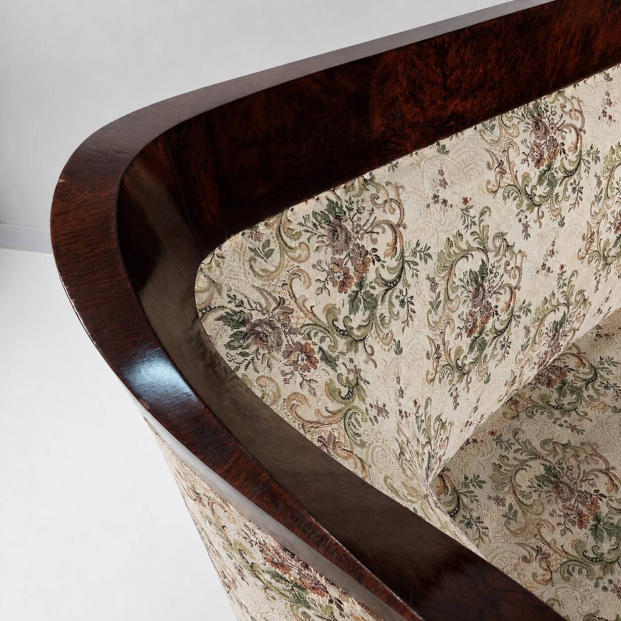 Biedermeier Walnut Veneer Sofa