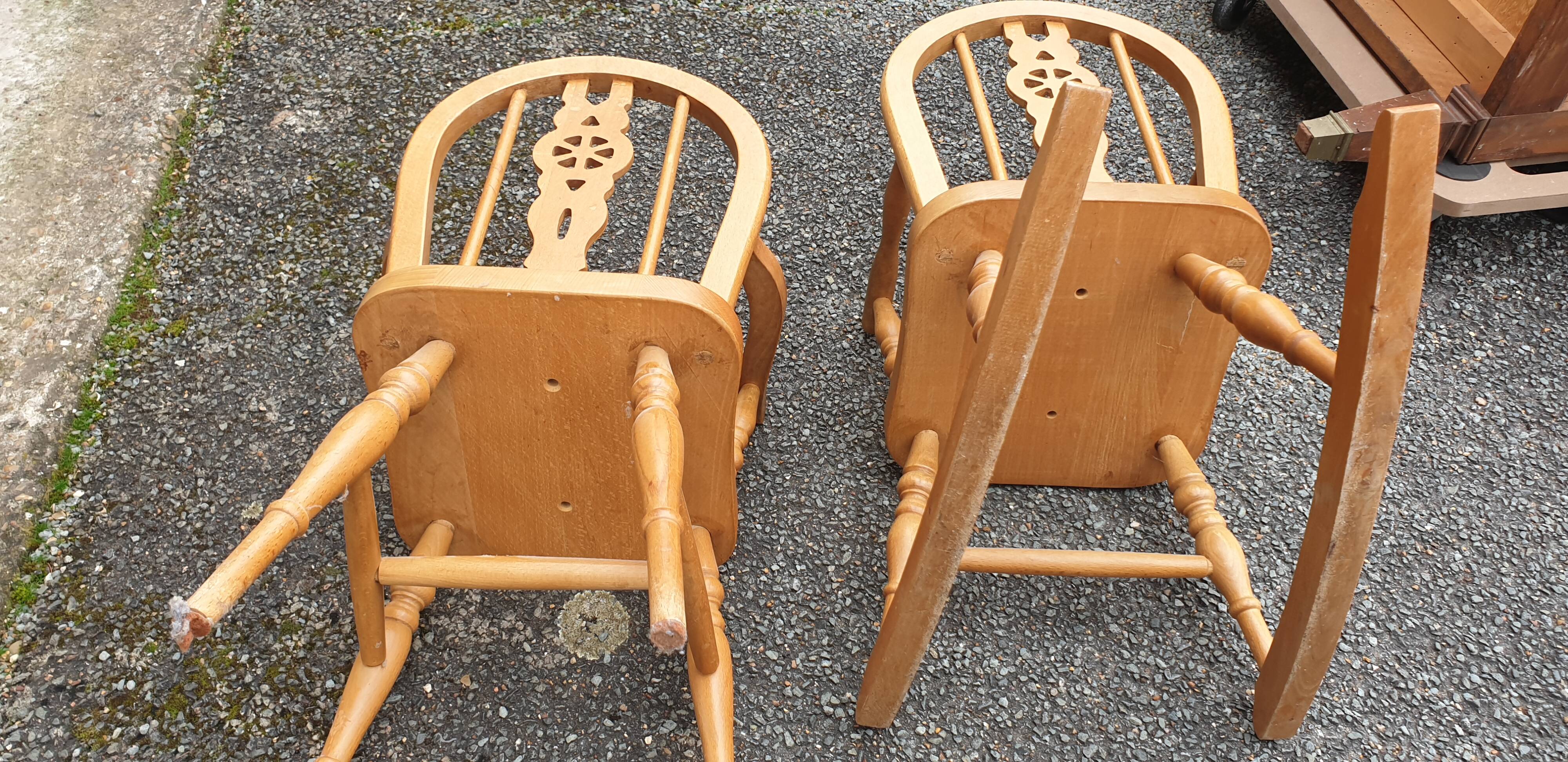 2 solid wood children's armchairs