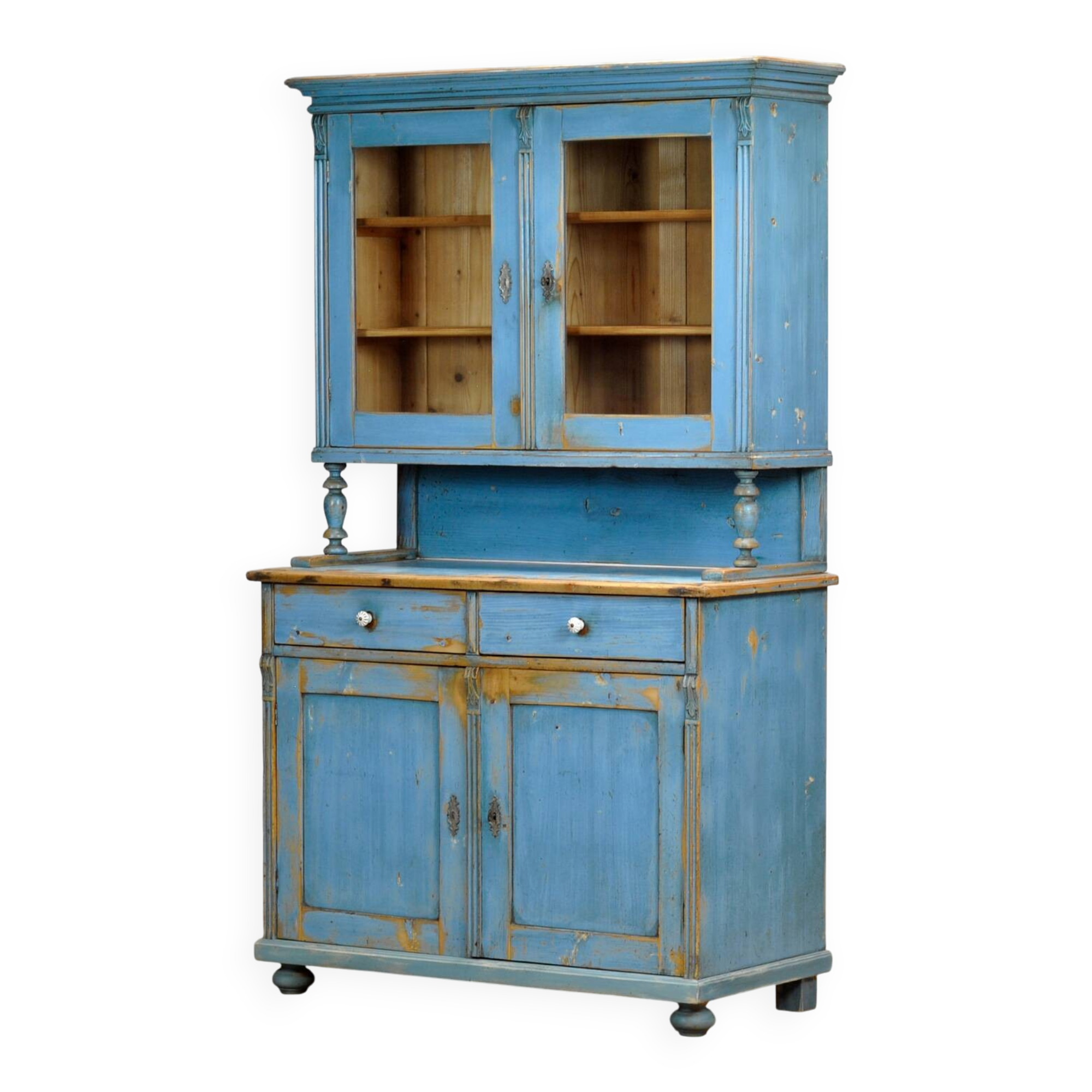 Armoire de cuisine en pin massif, années 1900
