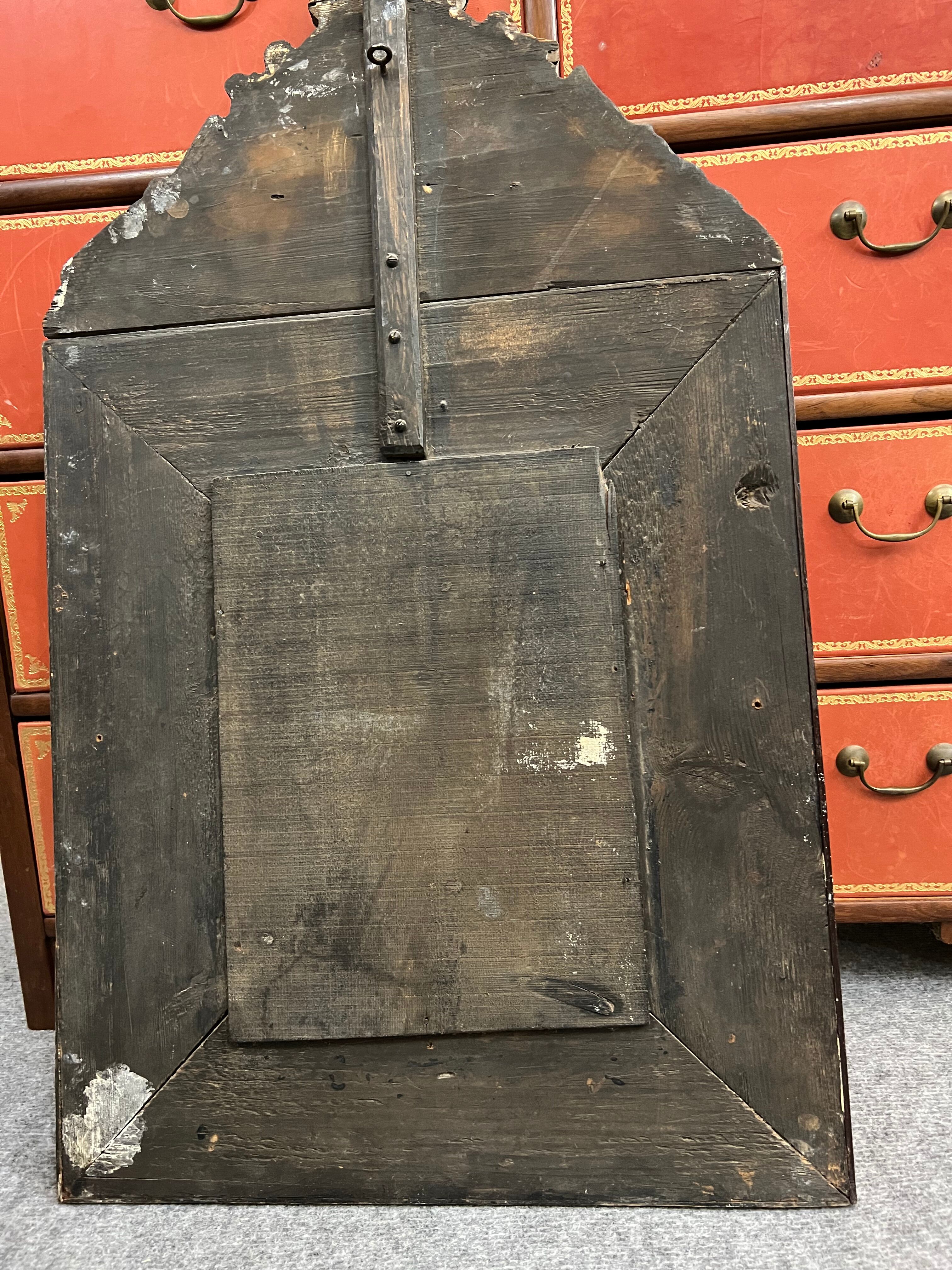 Old repoussé brass pareclose mirror