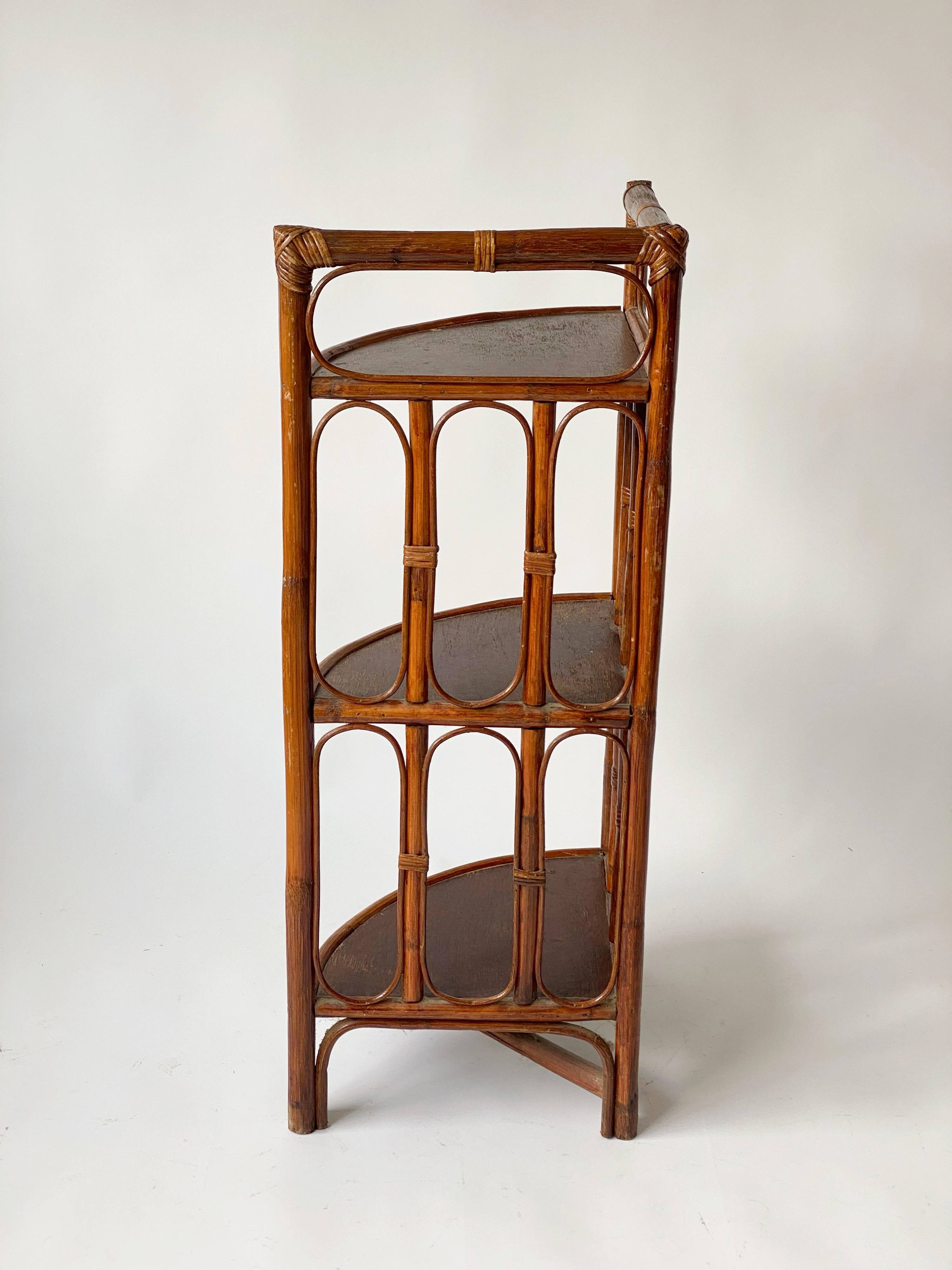 Rattan angle shelves