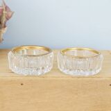 Set of two crystal buds with brass border, vintage