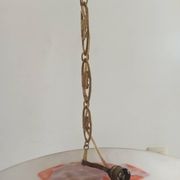 Art Deco suspension in glass paste and twisted brass chain signed Degué.