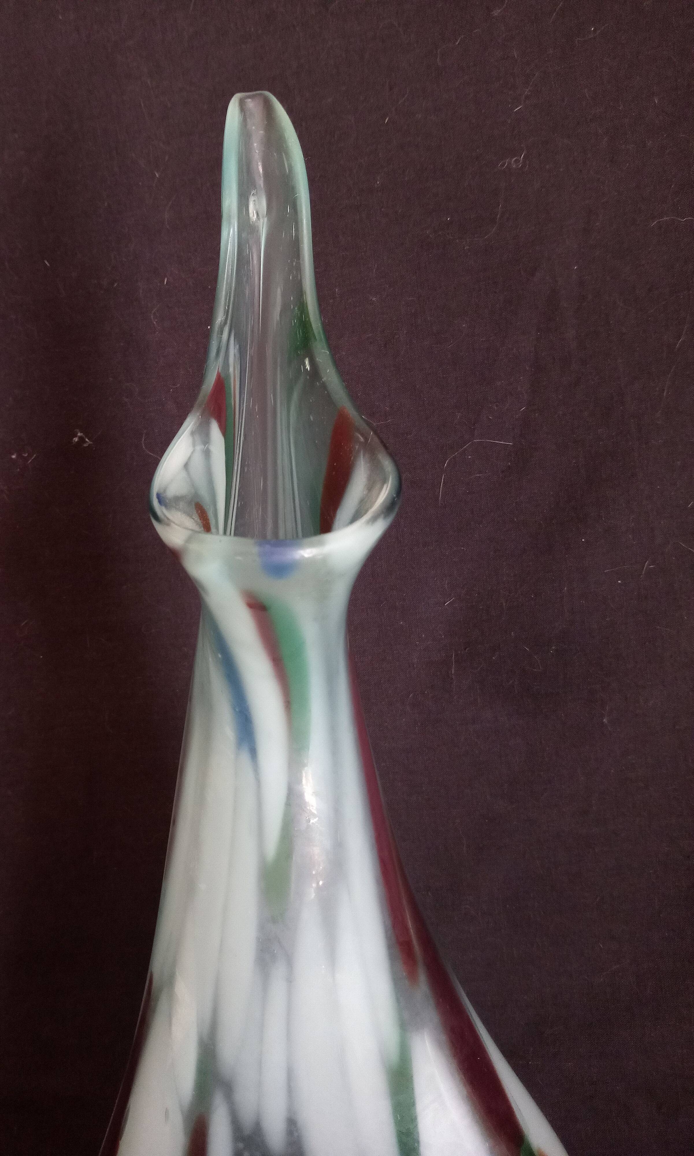 Handmade glass paste vase, mouth blown, Murano type