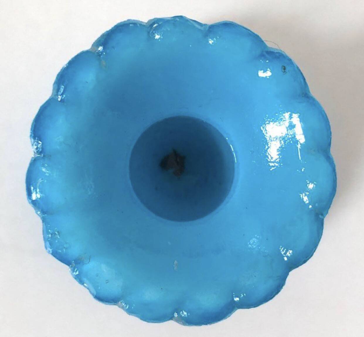 Blue opaline candlestick