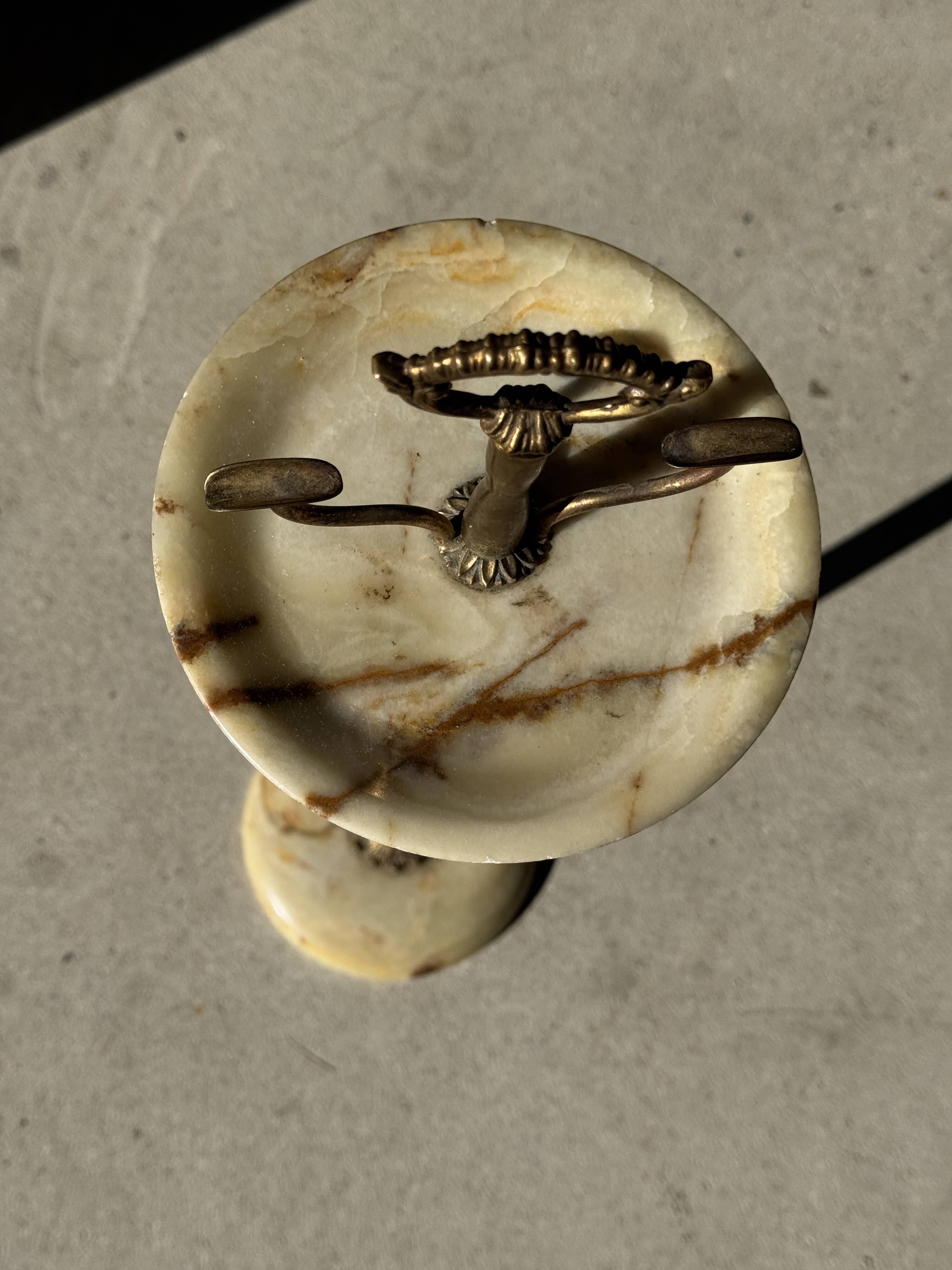Marble and brass standing ashtray H74 D17