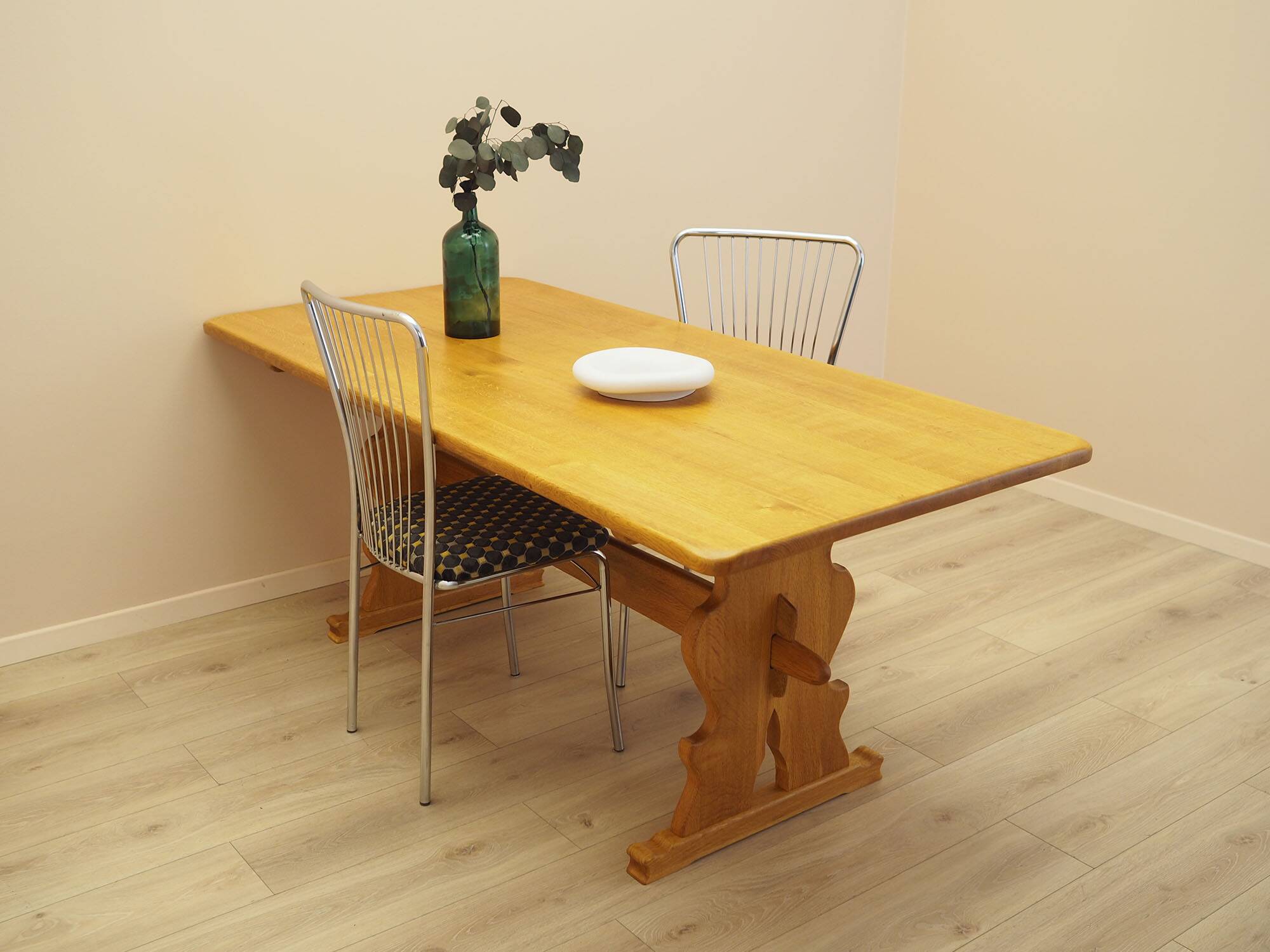 Solid oak dining table, Danish design, 1960s