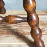 Tripod stool solid wood turned vintage