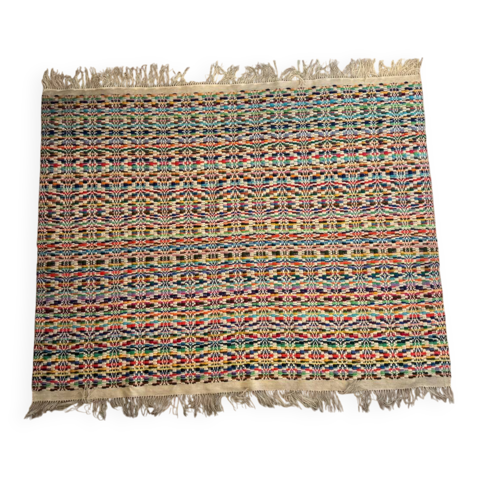 Multicoloured vintage wool rug 150x187 cm, 1970s