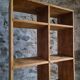 Vintage pine shelf with compartments, room divider, 1950s.