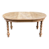 Table à manger de ferme ronde extensible rénovée en chêne brut 160cm XXème