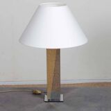 Grande lampe à poser en métal argenté et doré, 1980