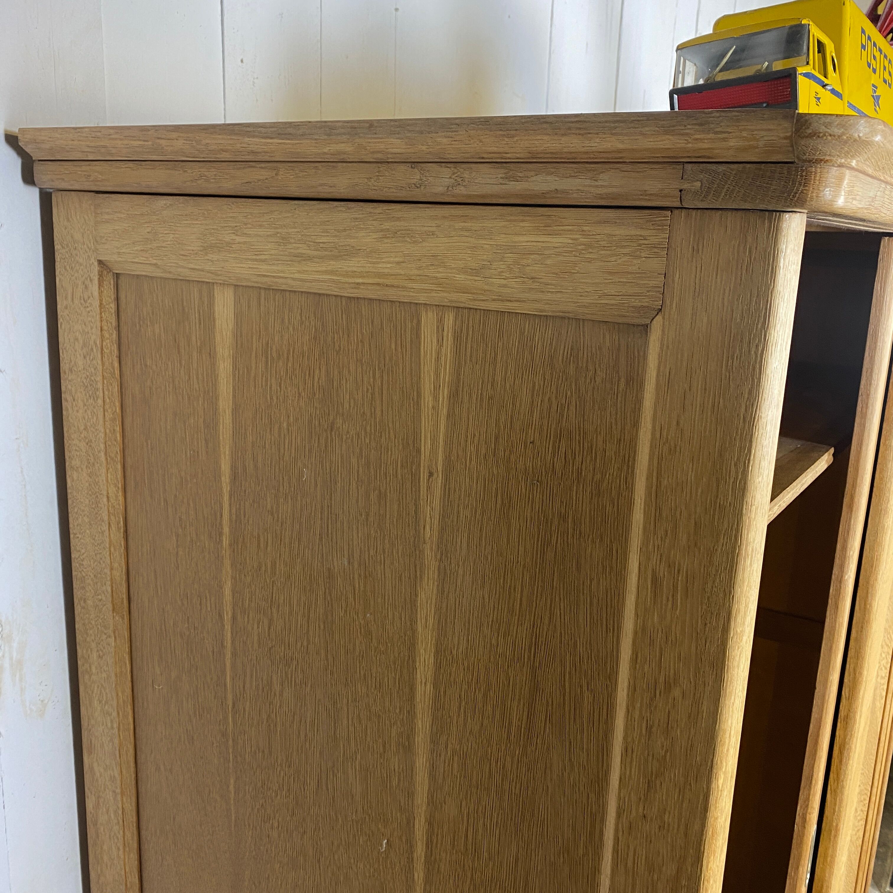 Vintage oak cabinet raw feet compass