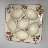 Old square plate longchamp XXth ceramic egg display