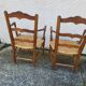 Pair of provencal straw armchairs in walnut