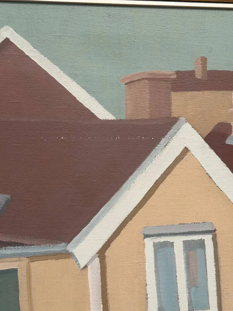 Original Vintage Swedish Oil on Canvas – “City Scene” by Gunnar Fohlin – Signed & Dated 1987 – Vintage & Framed
