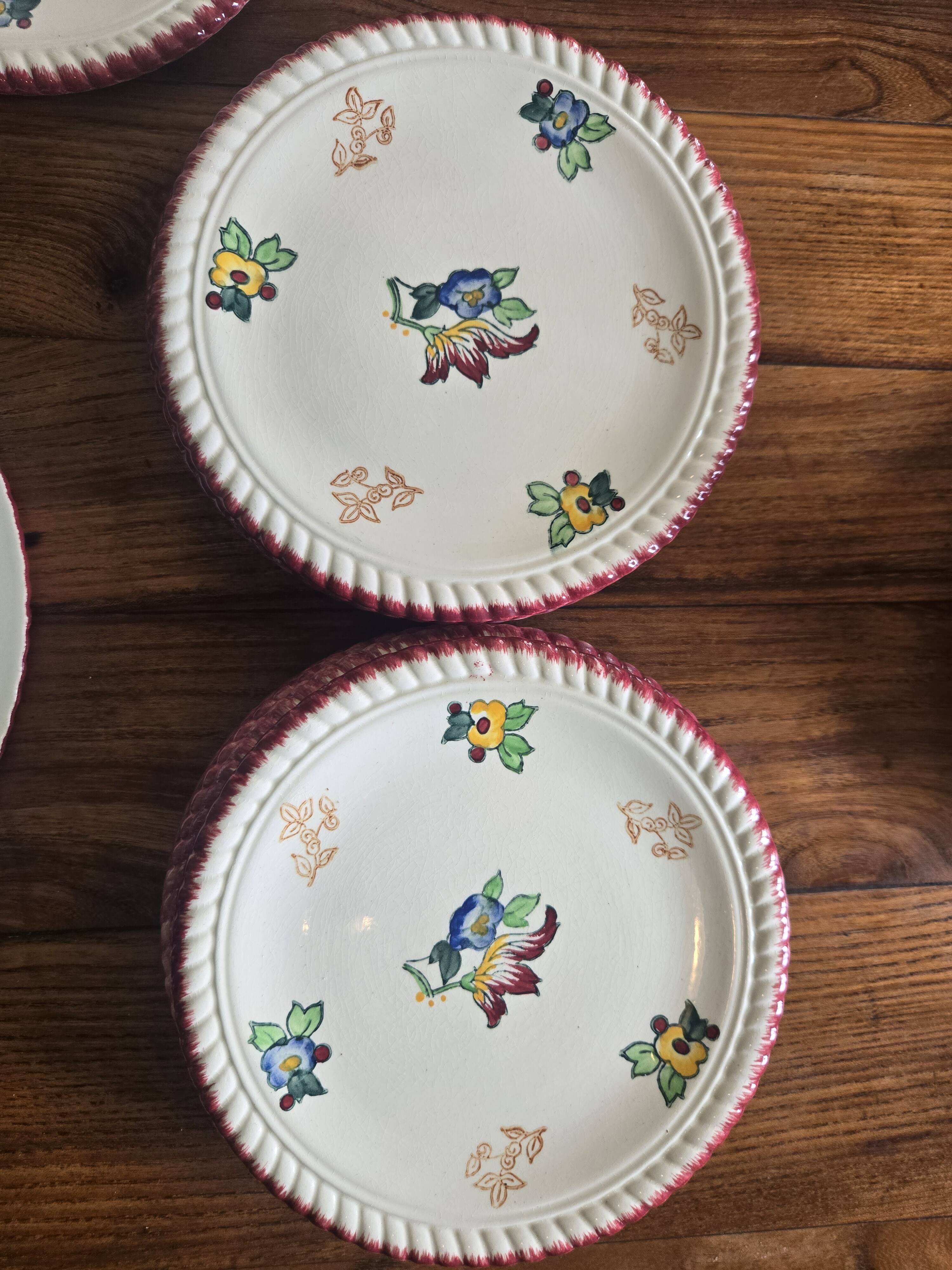 Longwy Cake Service, Ear Plate + 11 Plates"