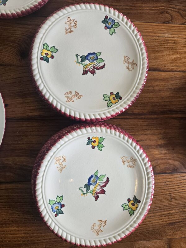 Service à Gâteau Longwy, Plat à Oreilles + 11 Assiettes